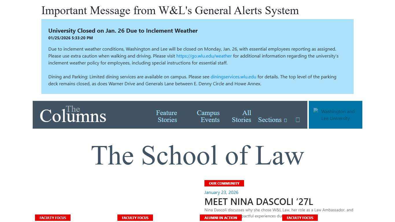 The Columns » Disciplines The Columns » The School of Law » Washington and Lee University