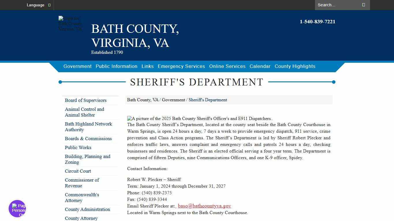 Sheriff's Department - Bath County, VA